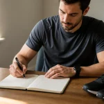 Sportif consultant son planning d’entraînement de la semaine
